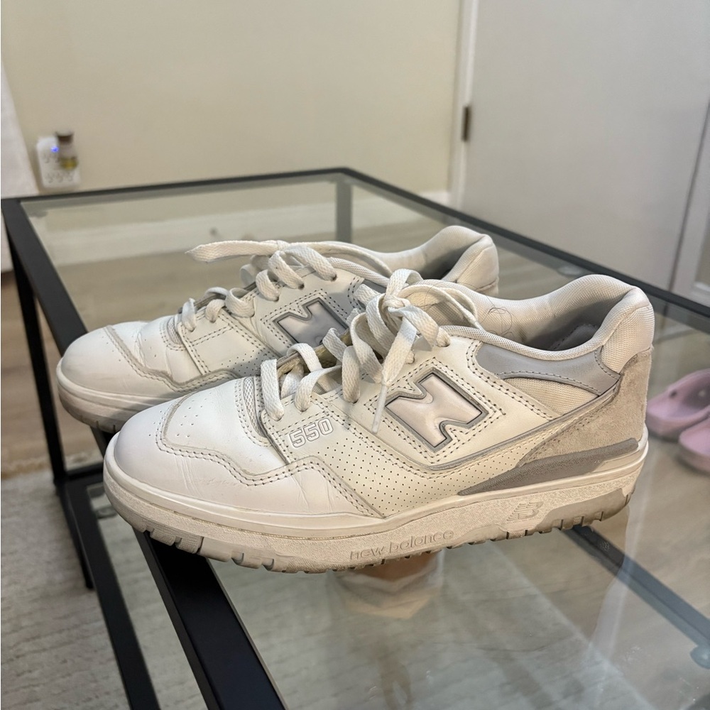 New Balance 550 Cream and Gray Sneakers